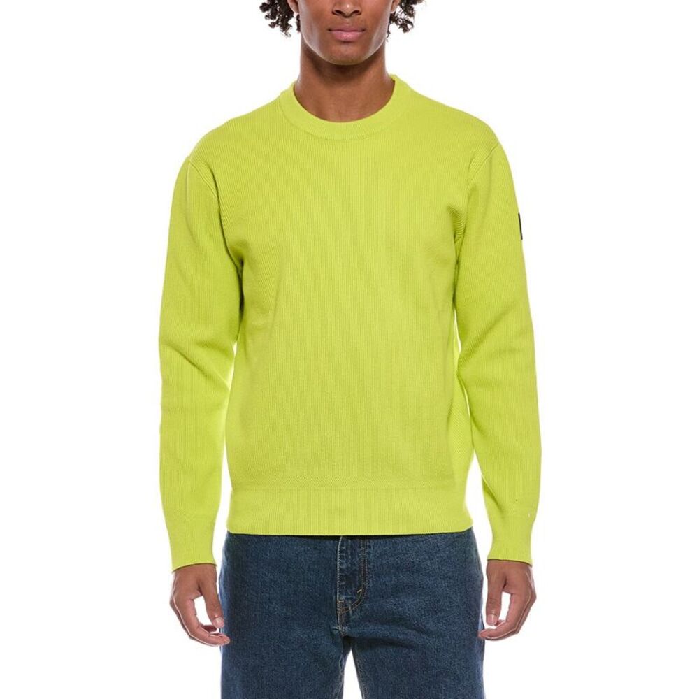 Diesel Mens  Ribbed Crewneck Sweater, Yellow